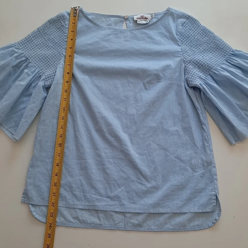 Vineyard Vines Blue White Striped Bell Sleeve Blouse Top XS
